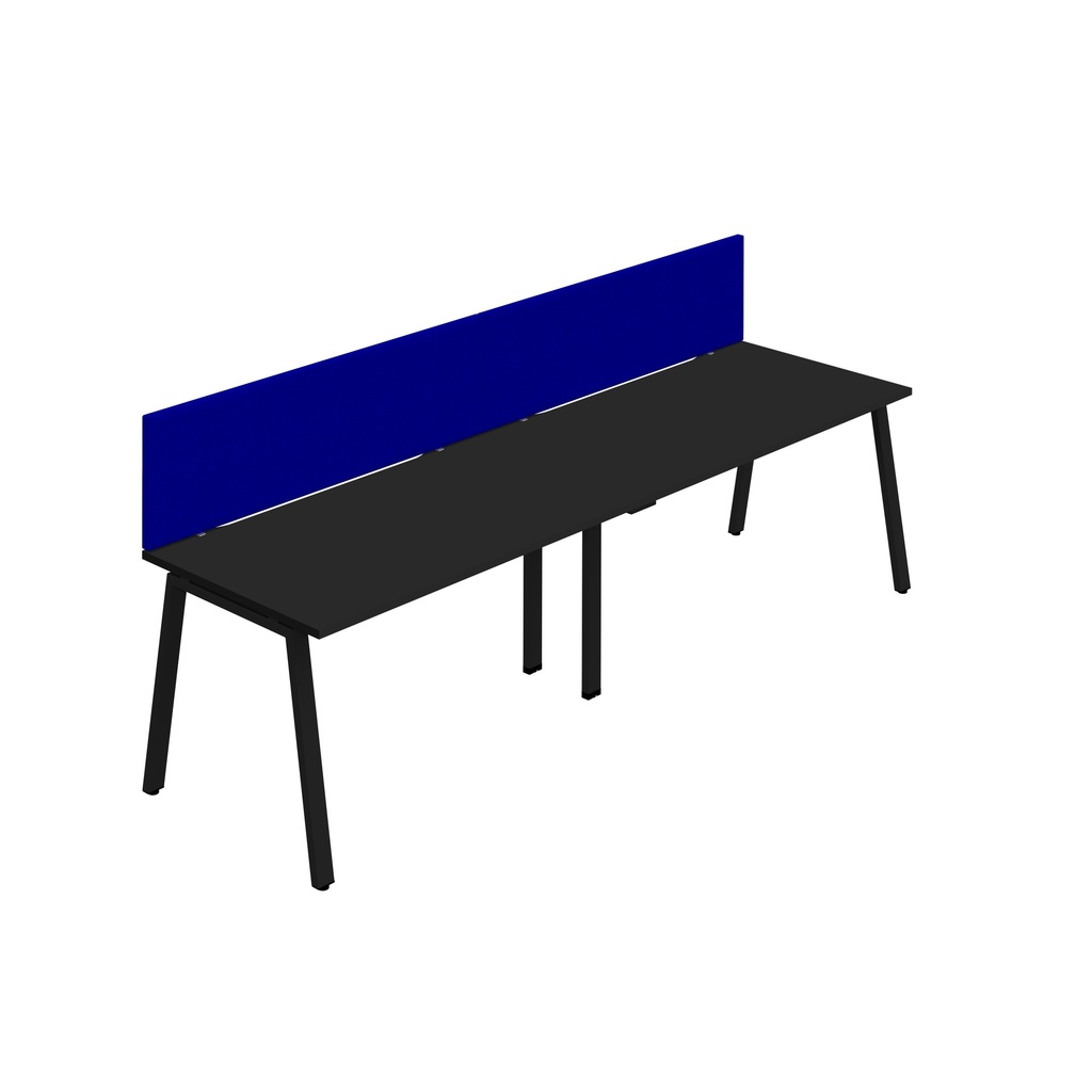 Synergy 2SP Bench Desk|1400X800mm|A-Frame|Black/Black|Royal Blue Screen