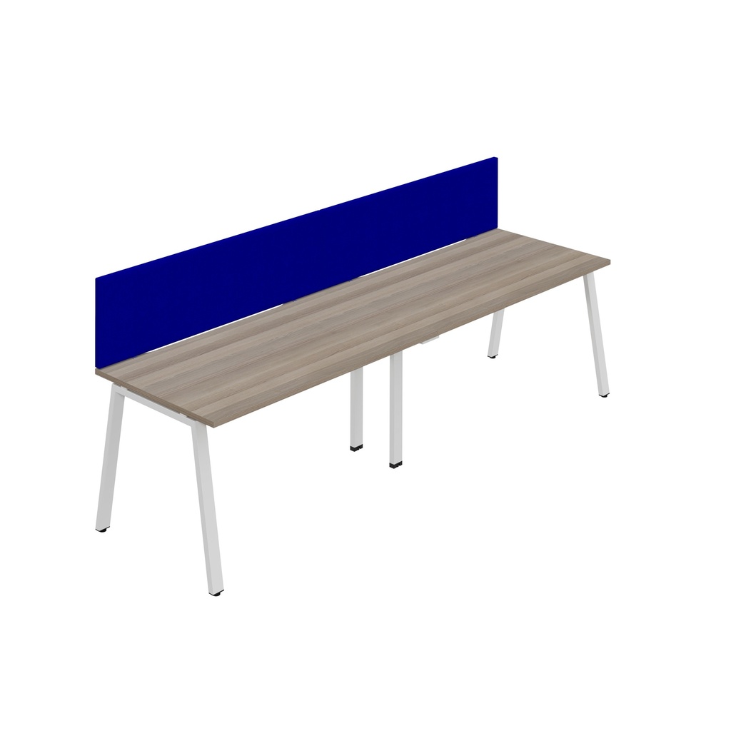 Synergy 2SP Bench Desk|1400X800mm|A-Frame|GreyOak/White|Royal Blue Screen
