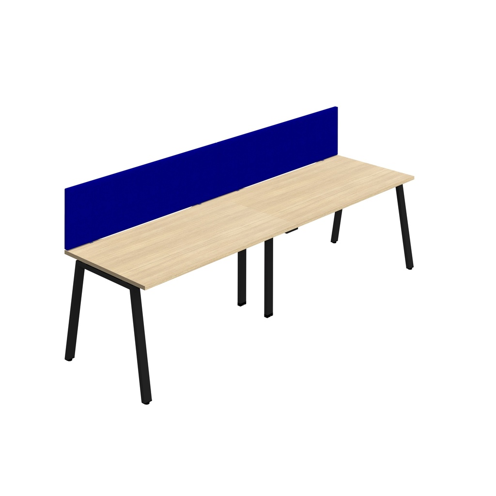 Synergy 2SP Bench Desk|1400X800mm|A-Frame|NovaOak/Black|Royal Blue Screen