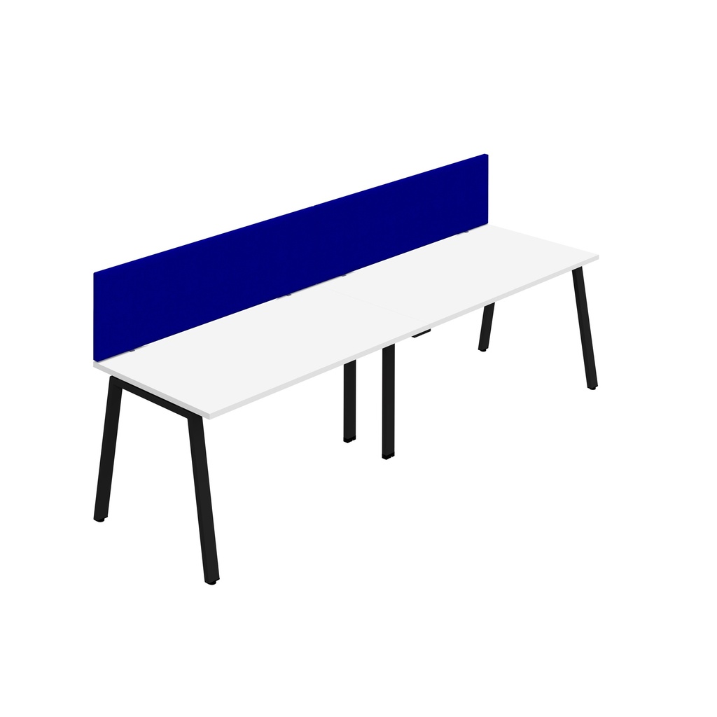 Synergy 2SP Bench Desk|1400X800mm|A-Frame|White/Black|Royal Blue Screen