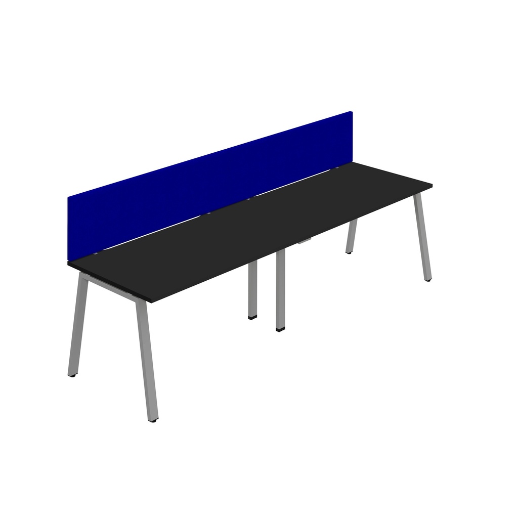Synergy 2SP Bench Desk|1600X800mm|A-Frame|Black/Silver|Royal Blue Screen