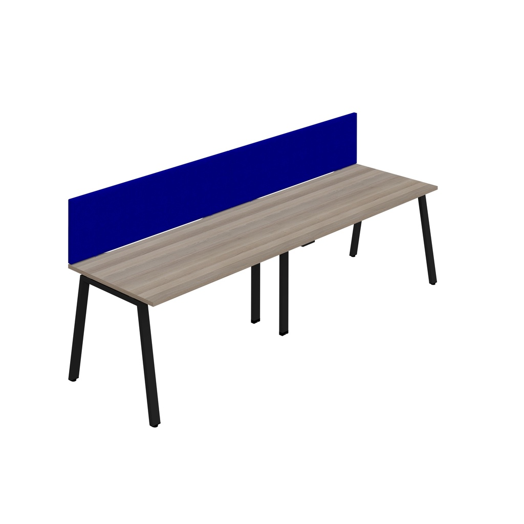 Synergy 2SP Bench Desk|1600X800mm|A-Frame|GreyOak/Black|Royal Blue Screen