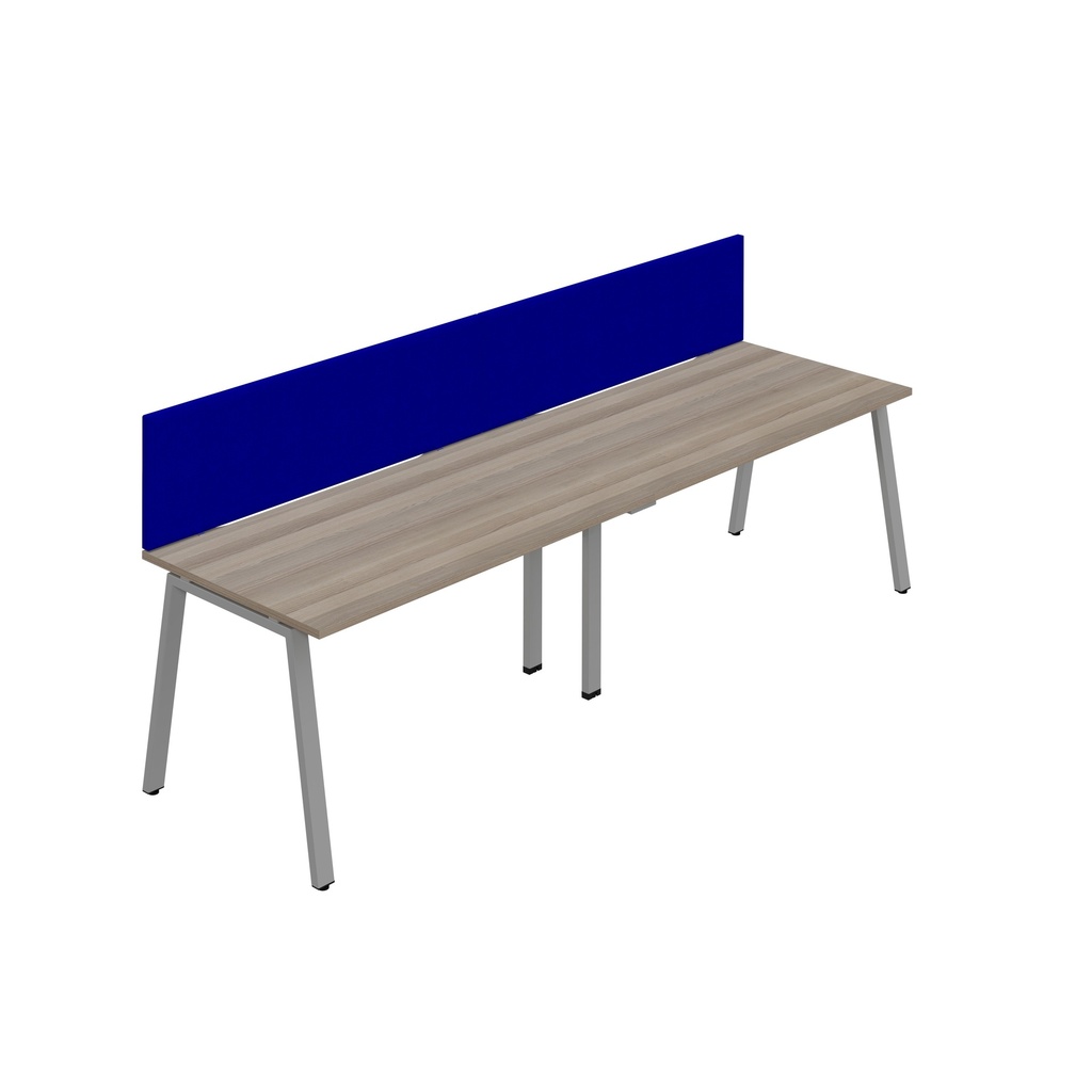 Synergy 2SP Bench Desk|1600X800mm|A-Frame|GreyOak/Silver|Royal Blue Screen