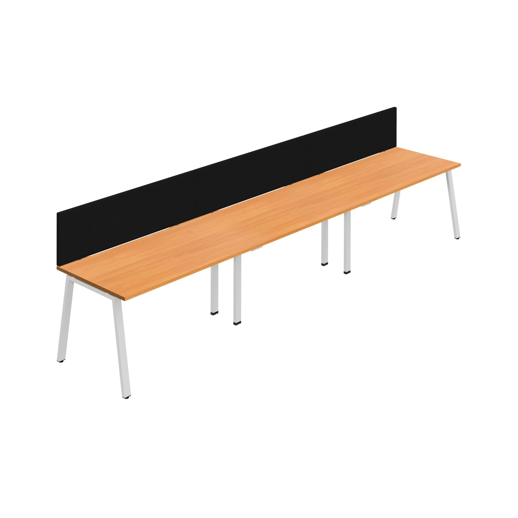 Synergy 3SP Bench Desk|1200X800mm|A-Frame|Beech/White|Black Screen