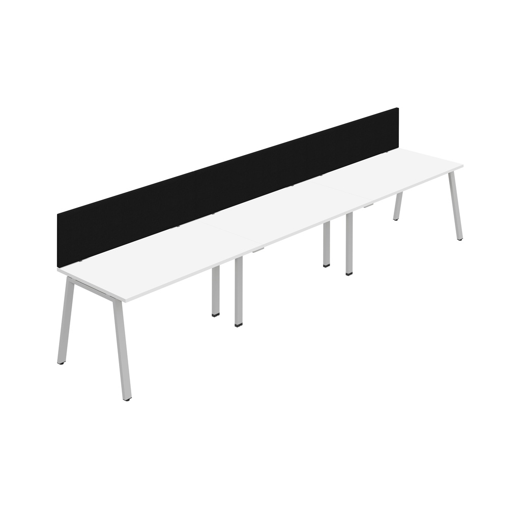 Synergy 3SP Bench Desk|1200X800mm|A-Frame|White/Silver|Black Screen