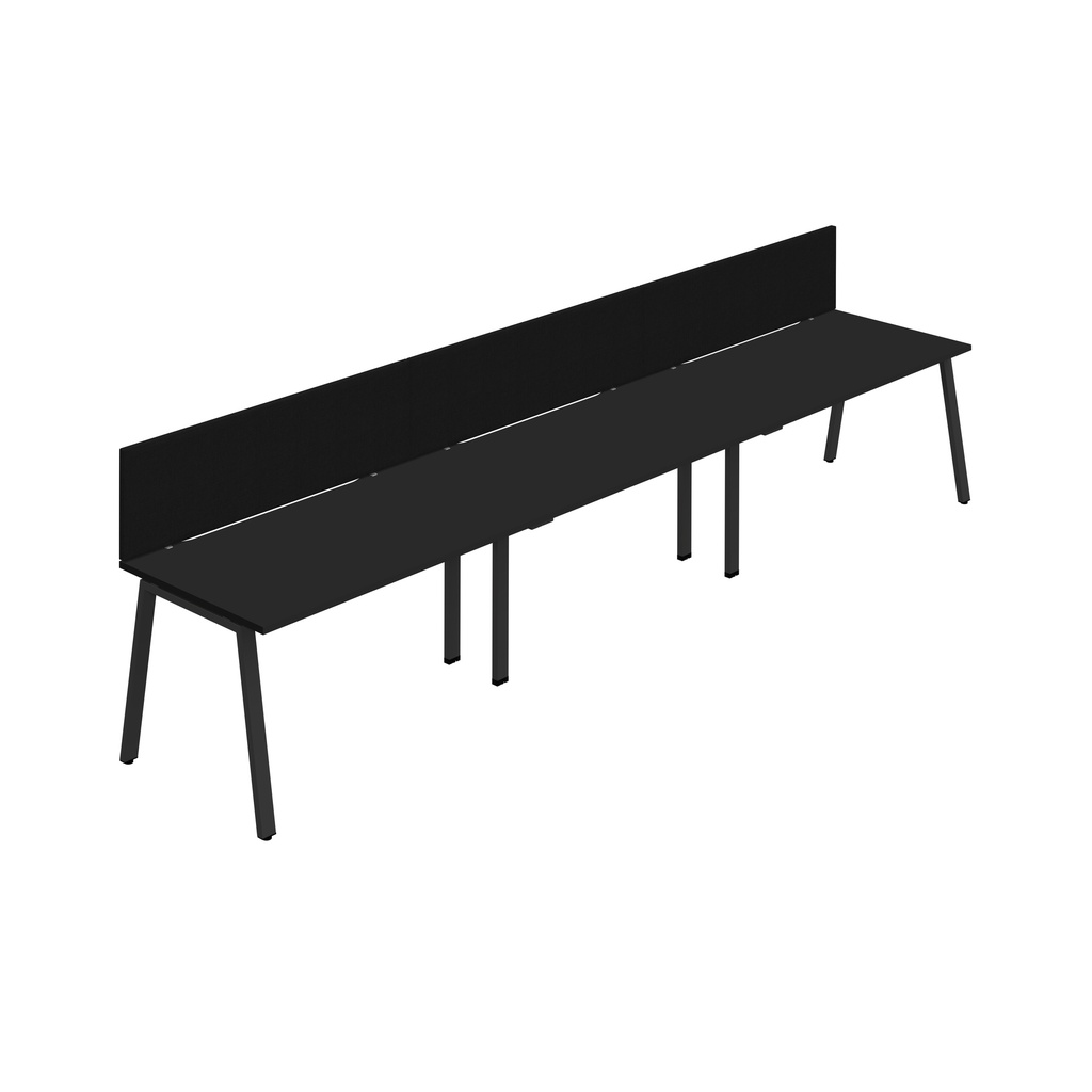 Synergy 3SP Bench Desk|1400X800mm|A-Frame|Black/Black|Black Screen