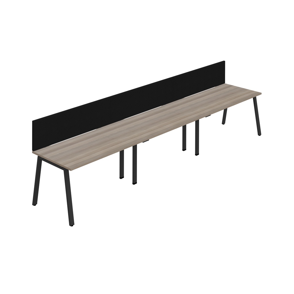 Synergy 3SP Bench Desk|1600X800mm|A-Frame|GreyOak/Black|Black Screen