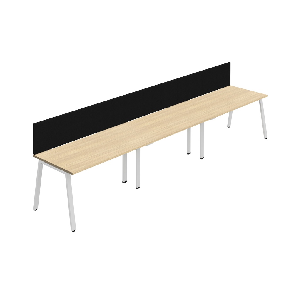 Synergy 3SP Bench Desk|1600X800mm|A-Frame|NovaOak/White|Black Screen