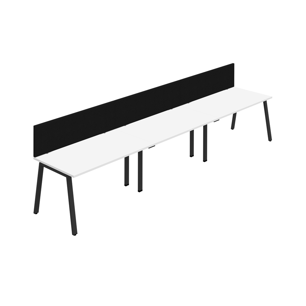 Synergy 3SP Bench Desk|1600X800mm|A-Frame|White/Black|Black Screen