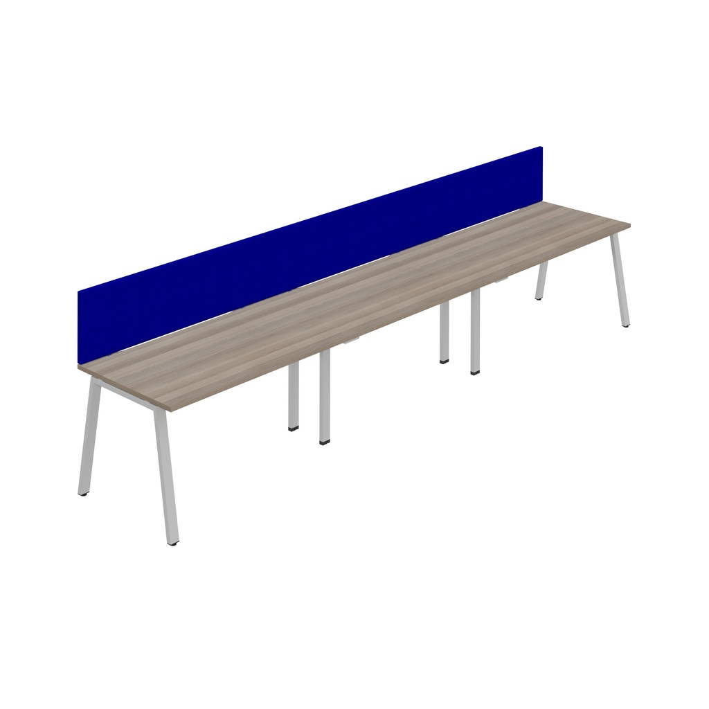 Synergy 3SP Bench Desk|1400X800mm|A-Frame|GreyOak/Silver|Royal Blue Screen