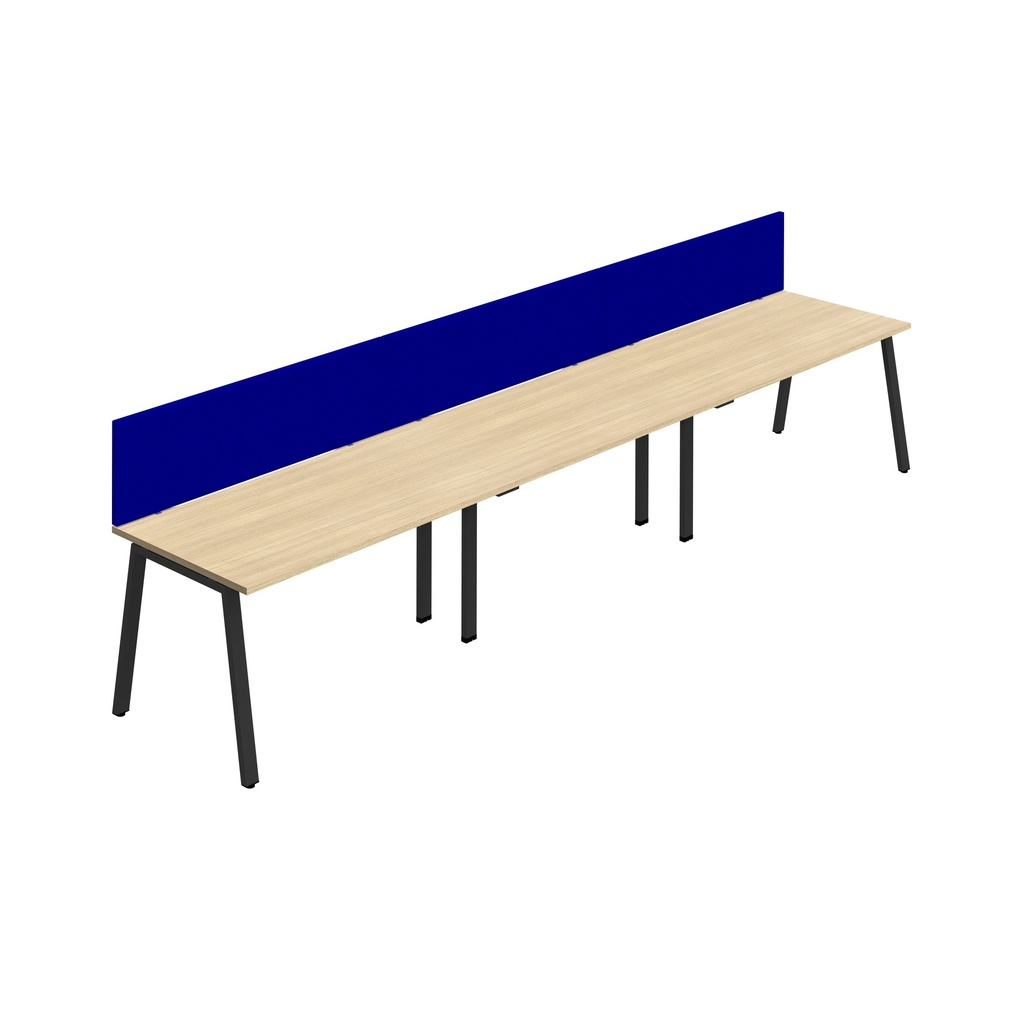 Synergy 3SP Bench Desk|1400X800mm|A-Frame|NovaOak/Black|Royal Blue Screen