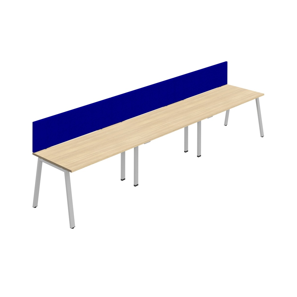 Synergy 3SP Bench Desk|1400X800mm|A-Frame|NovaOak/Silver|Royal Blue Screen