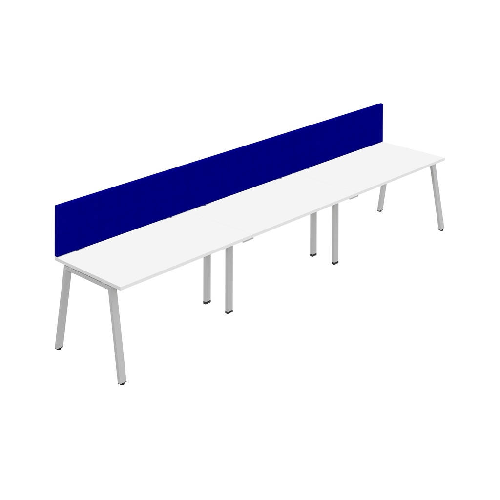 Synergy 3SP Bench Desk|1400X800mm|A-Frame|White/Silver|Royal Blue Screen