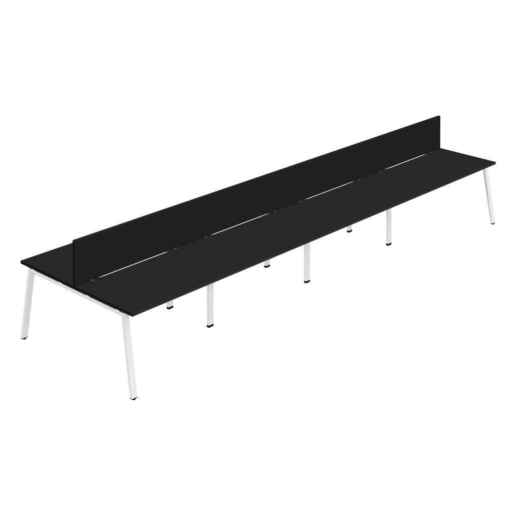 Synergy 8P Bench Desk|1600X800mm|A-Frame|Black/White|Black Screen