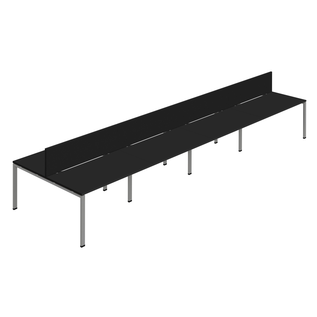 Synergy 8P Bench Desk|1600X800mm|GoalPost|Black/Silver|Black Screen