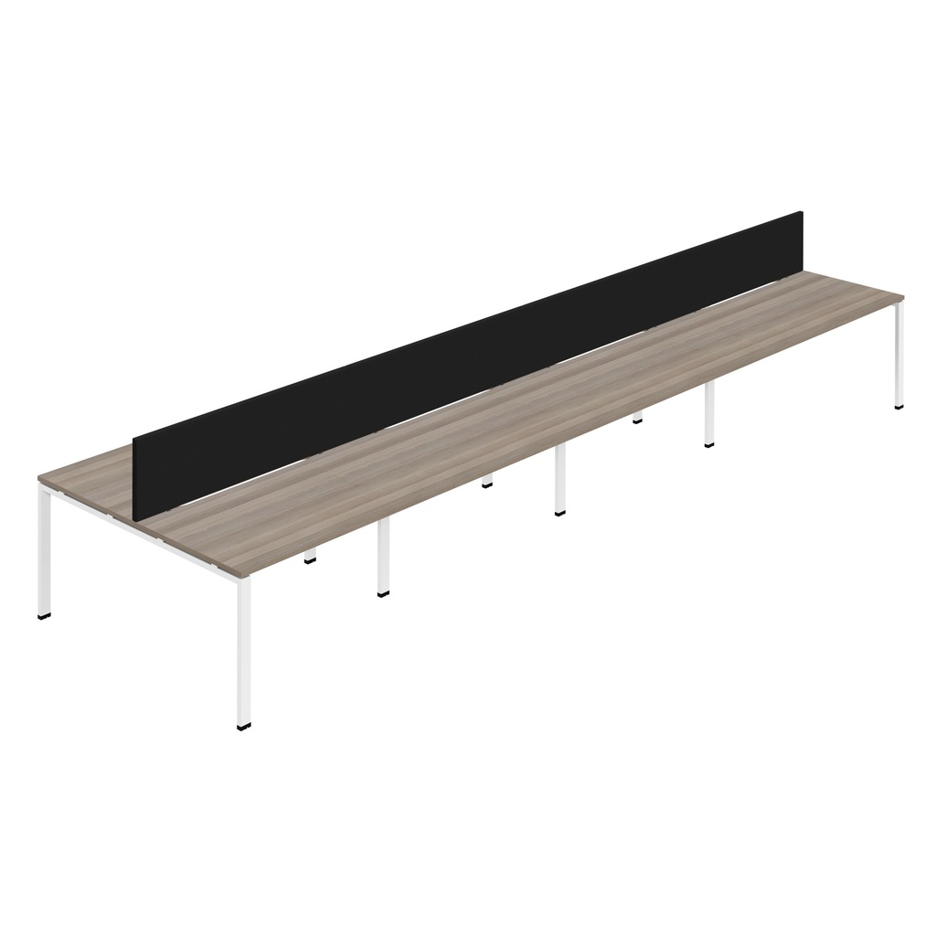 Synergy 8P Bench Desk|1600X800mm|GoalPost|GreyOak/White|Black Screen