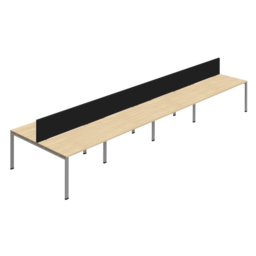 Synergy 8P Bench Desk|1600X800mm|GoalPost|NovaOak/Silver|Black Screen
