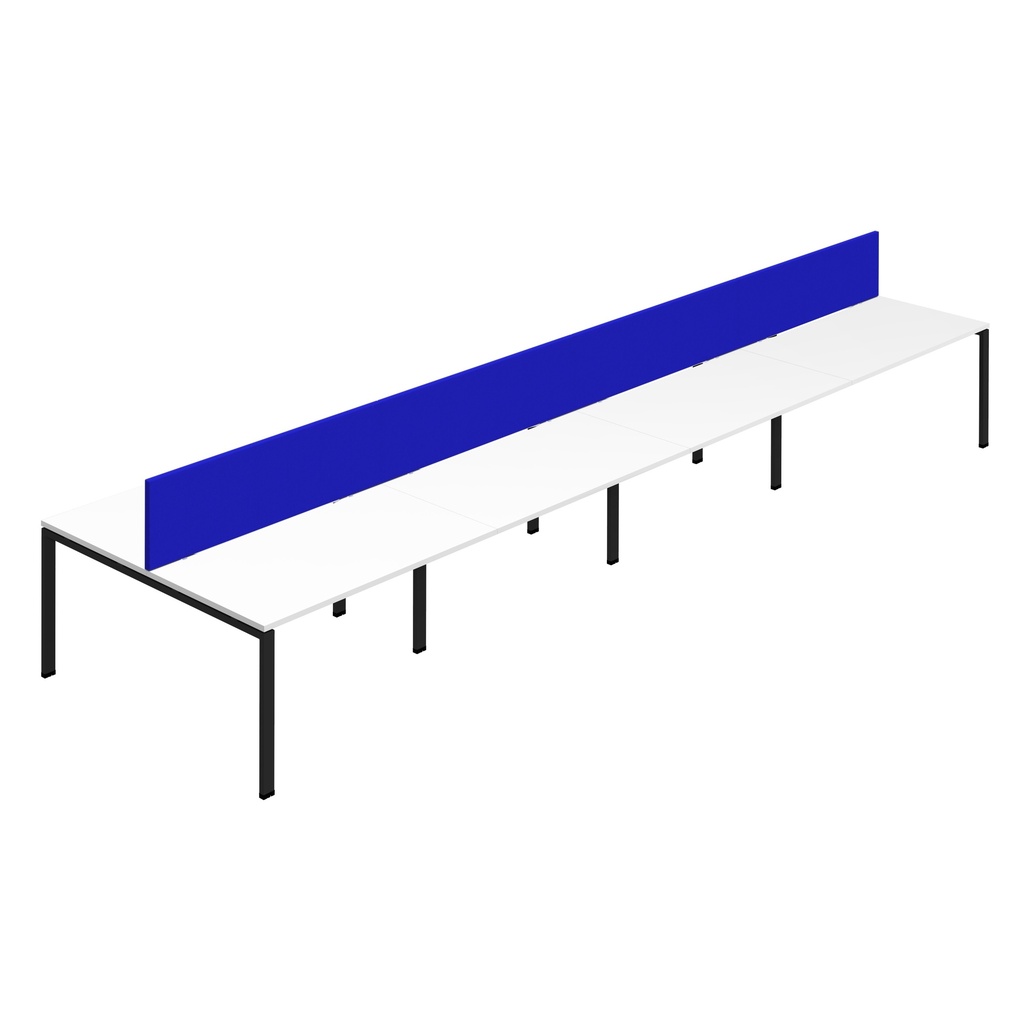 Synergy 8P Bench Desk|1200X800mm|GoalPost|White/Black|Royal Blue Screen
