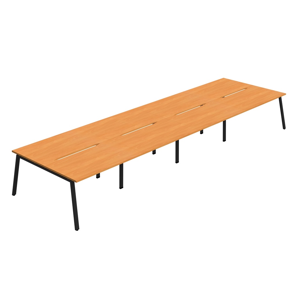 Synergy 8P Bench Desk|1200X800mm|A-Frame|Beech/Black