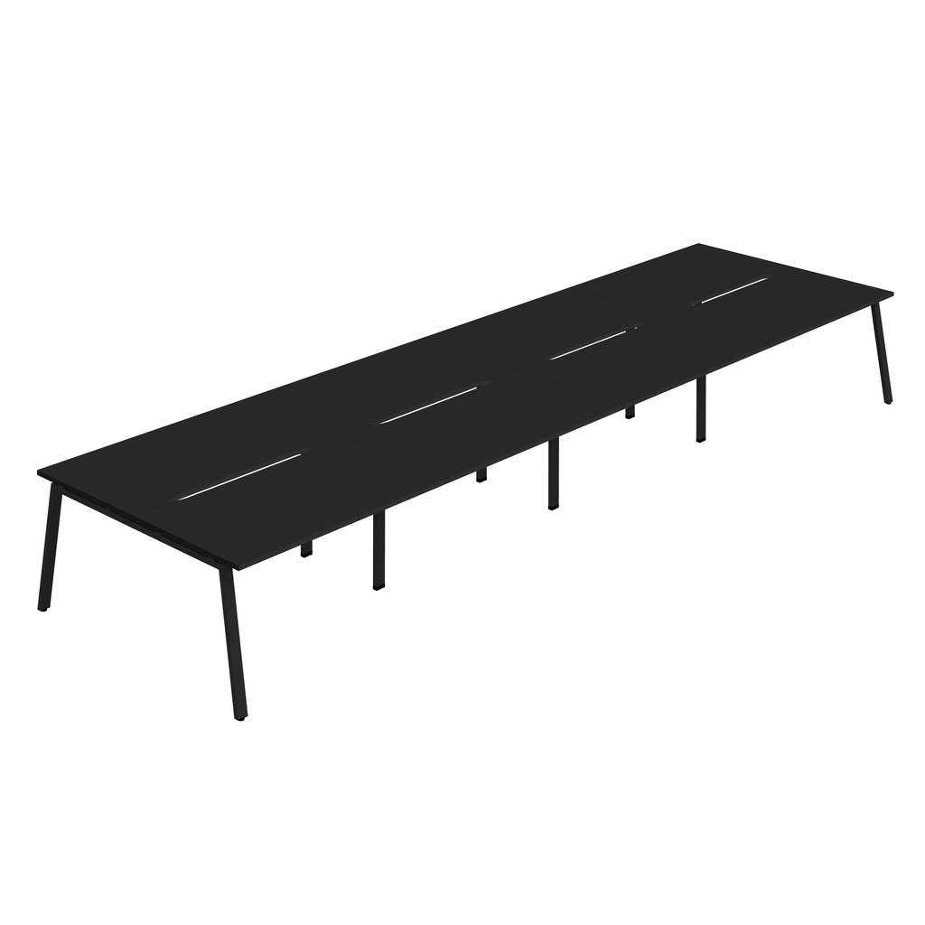 Synergy 8P Bench Desk|1200X800mm|A-Frame|Black/Black