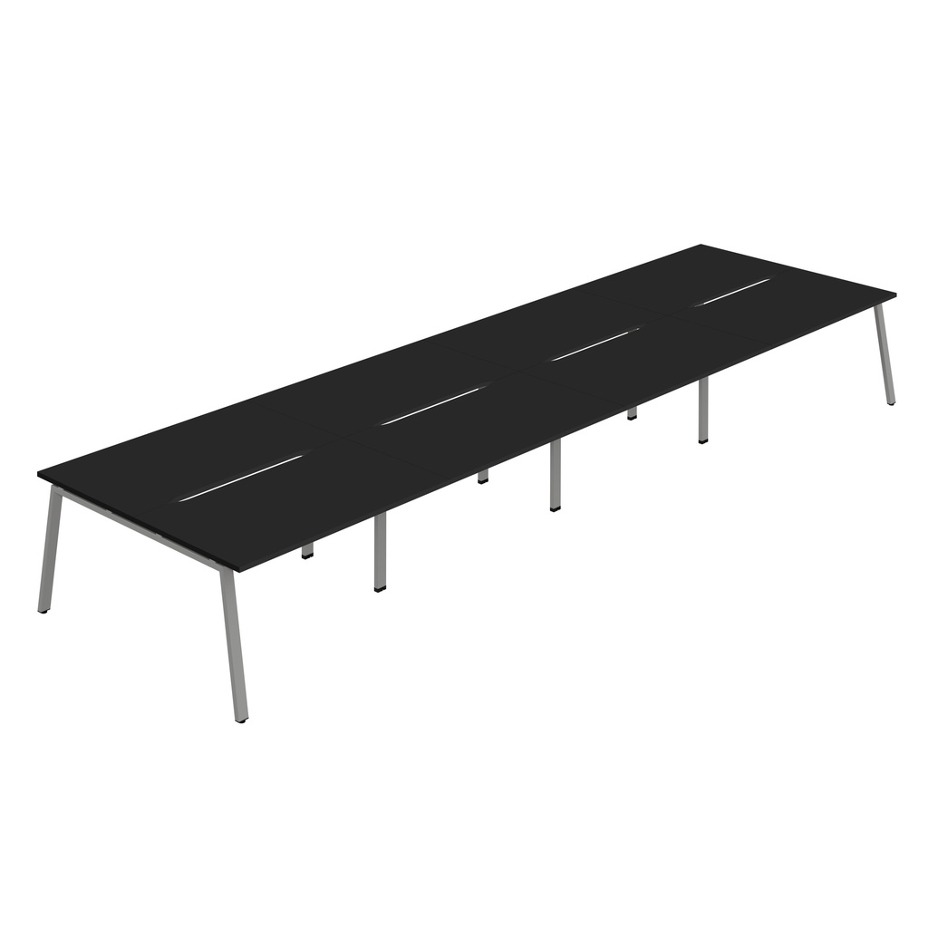 Synergy 8P Bench Desk|1200X800mm|A-Frame|Black/Silver