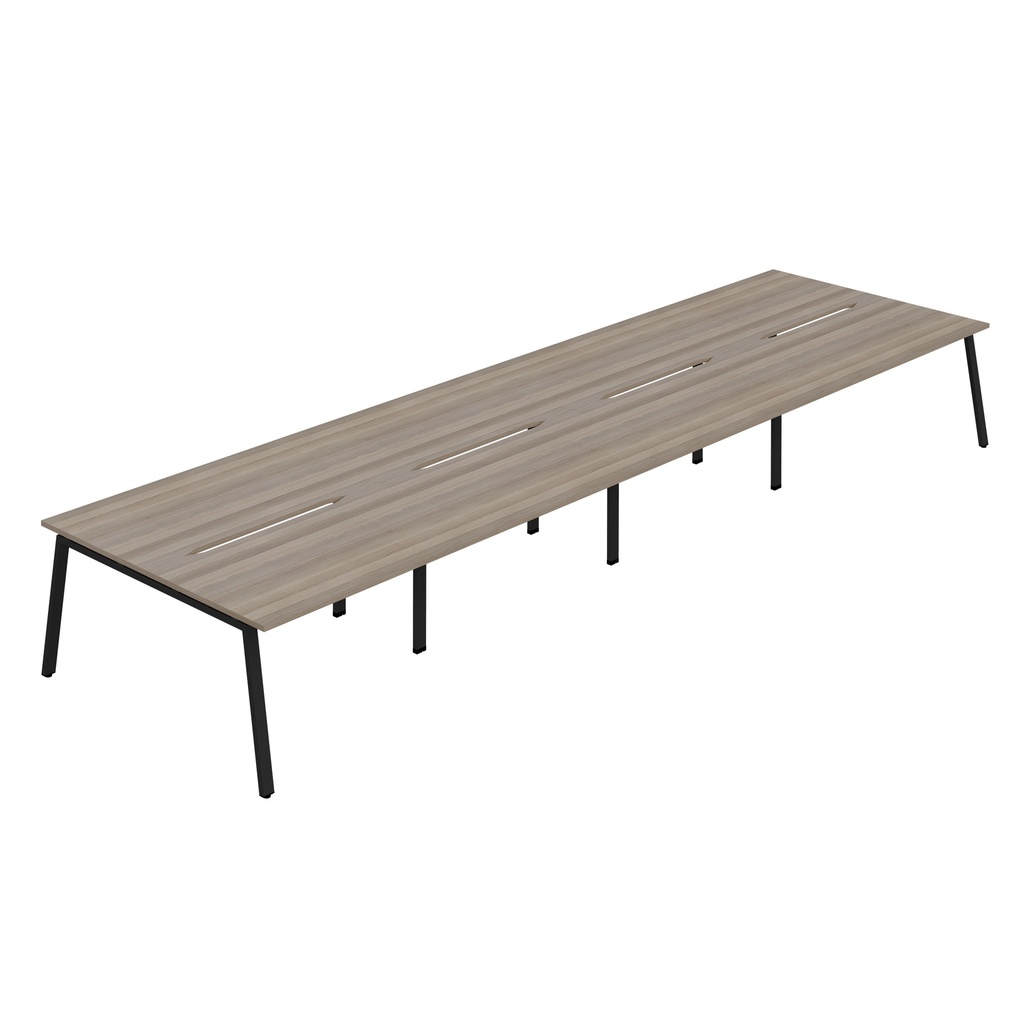 Synergy 8P Bench Desk|1200X800mm|A-Frame|GreyOak/Black