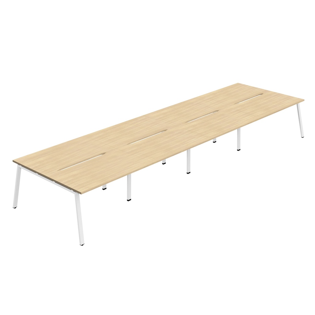 Synergy 8P Bench Desk|1200X800mm|A-Frame|NovaOak/White