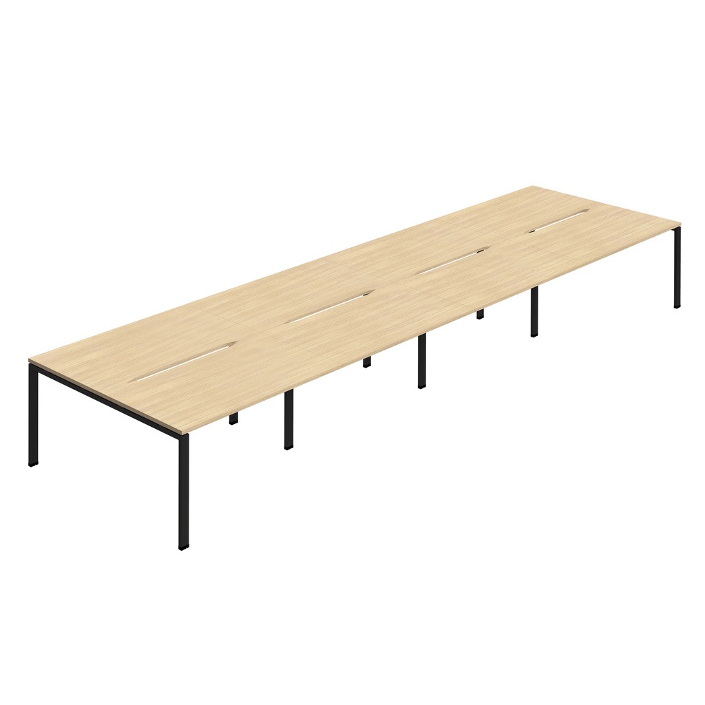 Synergy 8P Bench Desk|1200X800mm|GoalPost|NovaOak/Black
