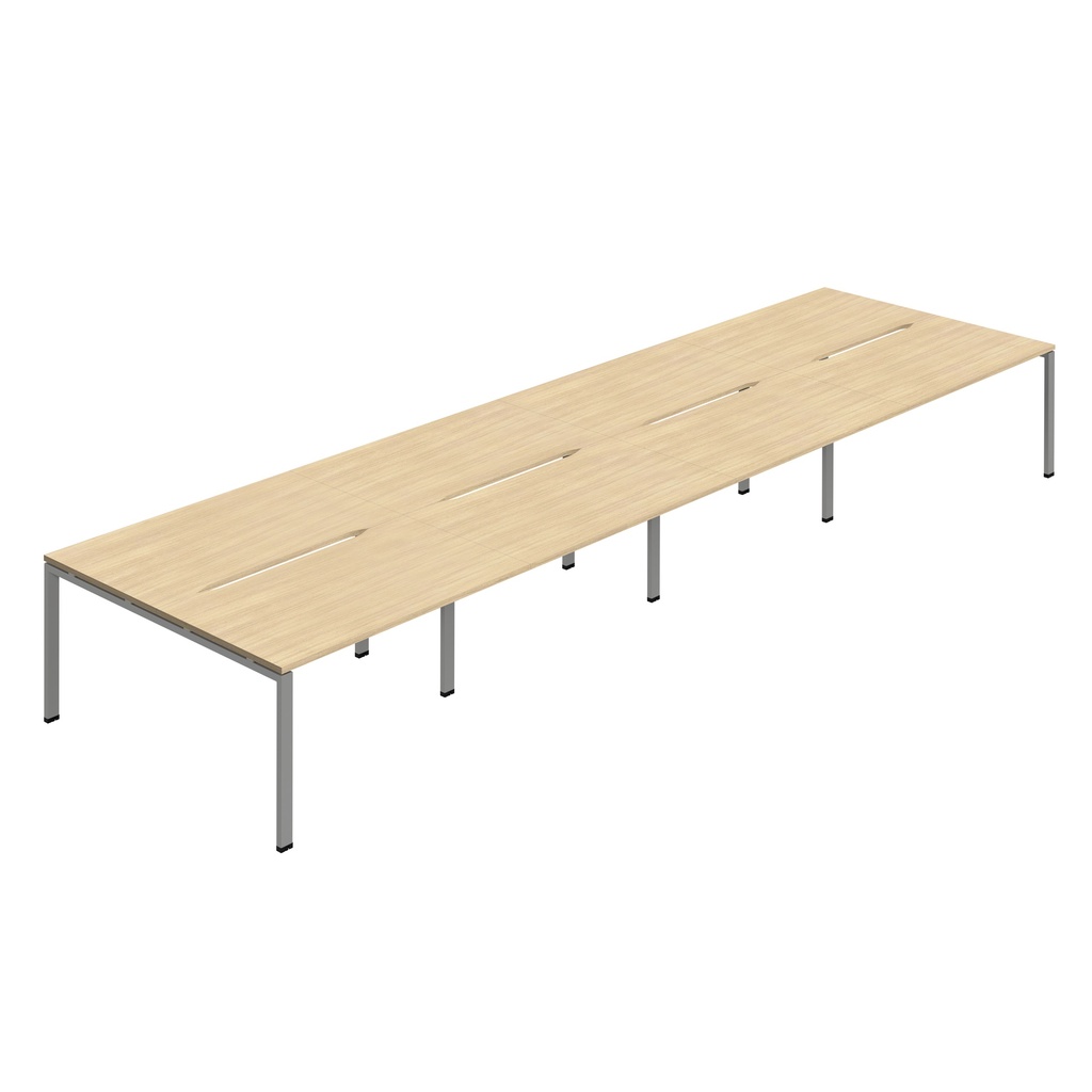Synergy 8P Bench Desk|1200X800mm|GoalPost|NovaOak/Silver