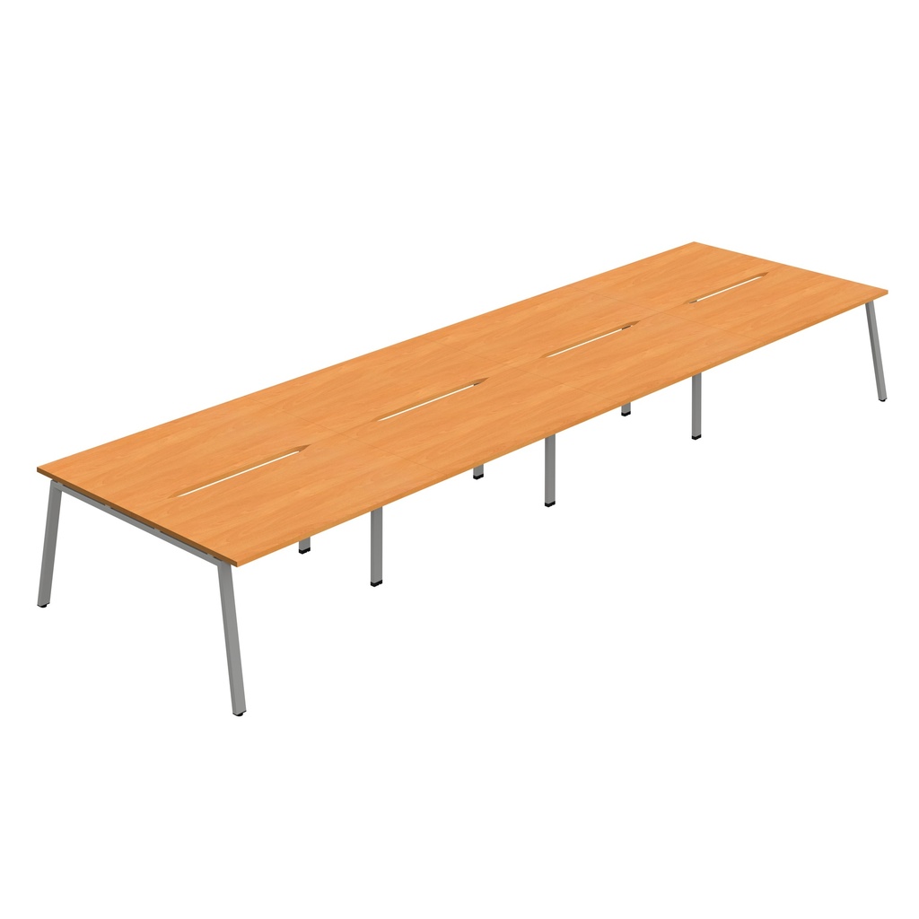 Synergy 8P Bench Desk|1400X800mm|A-Frame|Beech/Silver