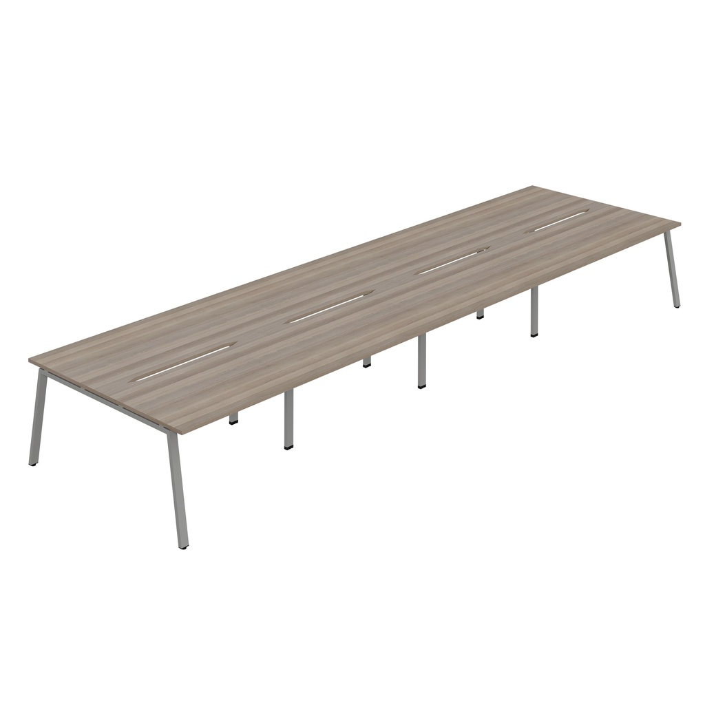 Synergy 8P Bench Desk|1600X800mm|A-Frame|GreyOak/Silver