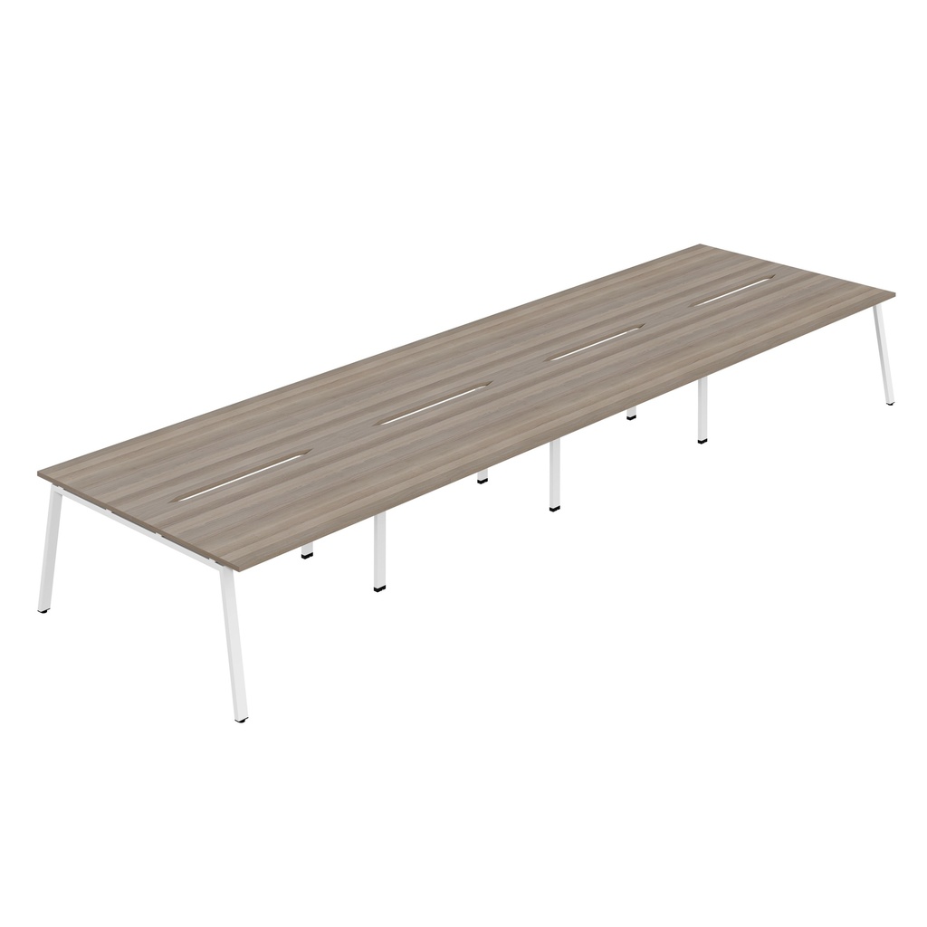 Synergy 8P Bench Desk|1600X800mm|A-Frame|GreyOak/White