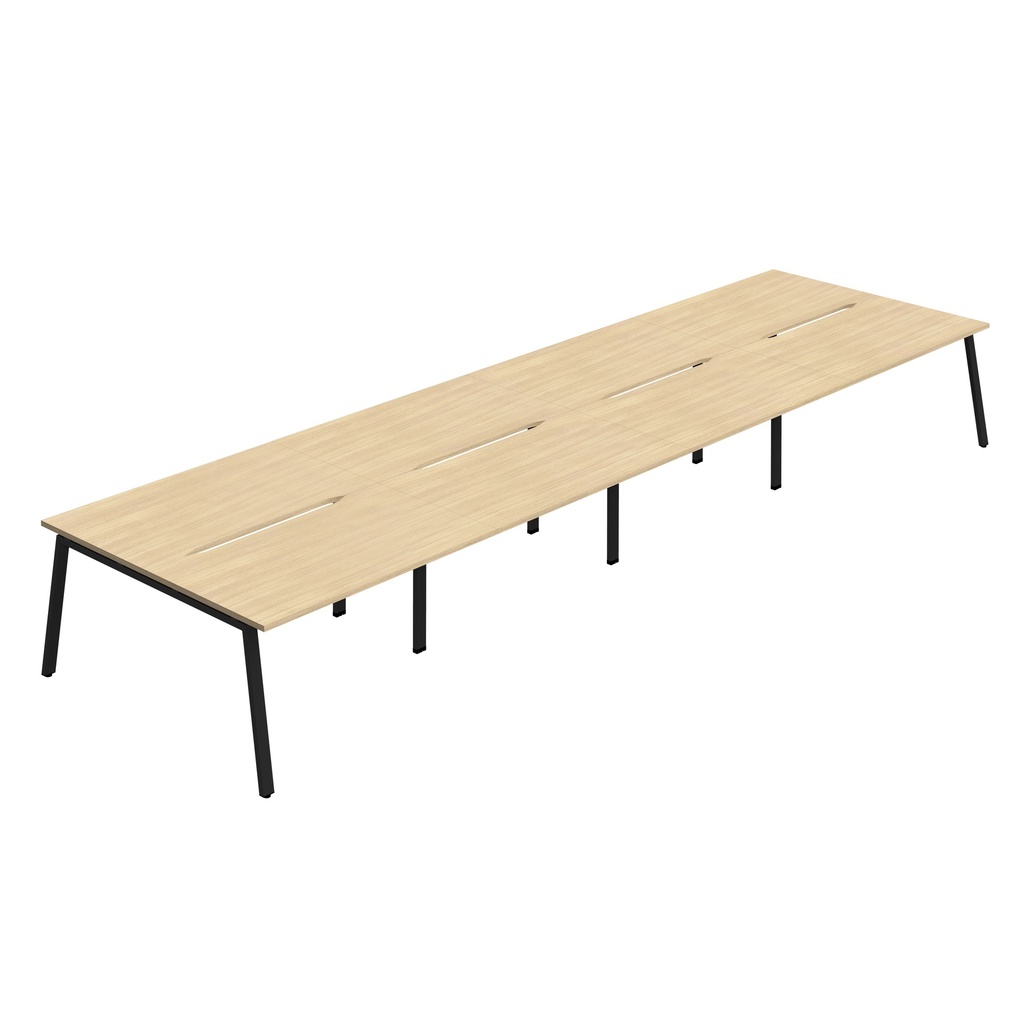 Synergy 8P Bench Desk|1600X800mm|A-Frame|NovaOak/Black