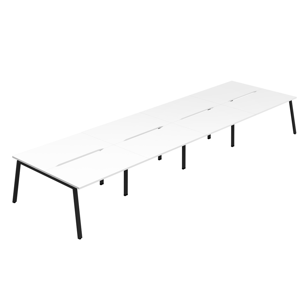 Synergy 8P Bench Desk|1600X800mm|A-Frame|White/Black