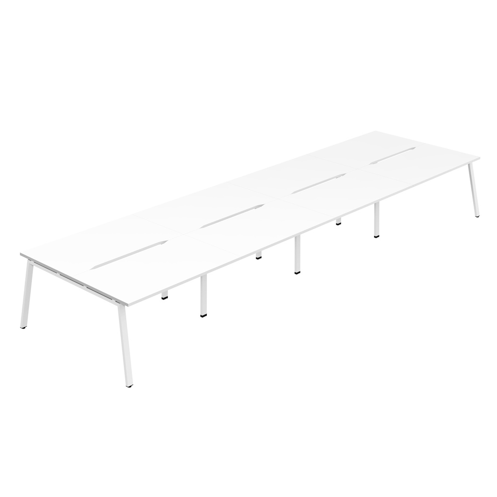 Synergy 8P Bench Desk|1600X800mm|A-Frame|White/White