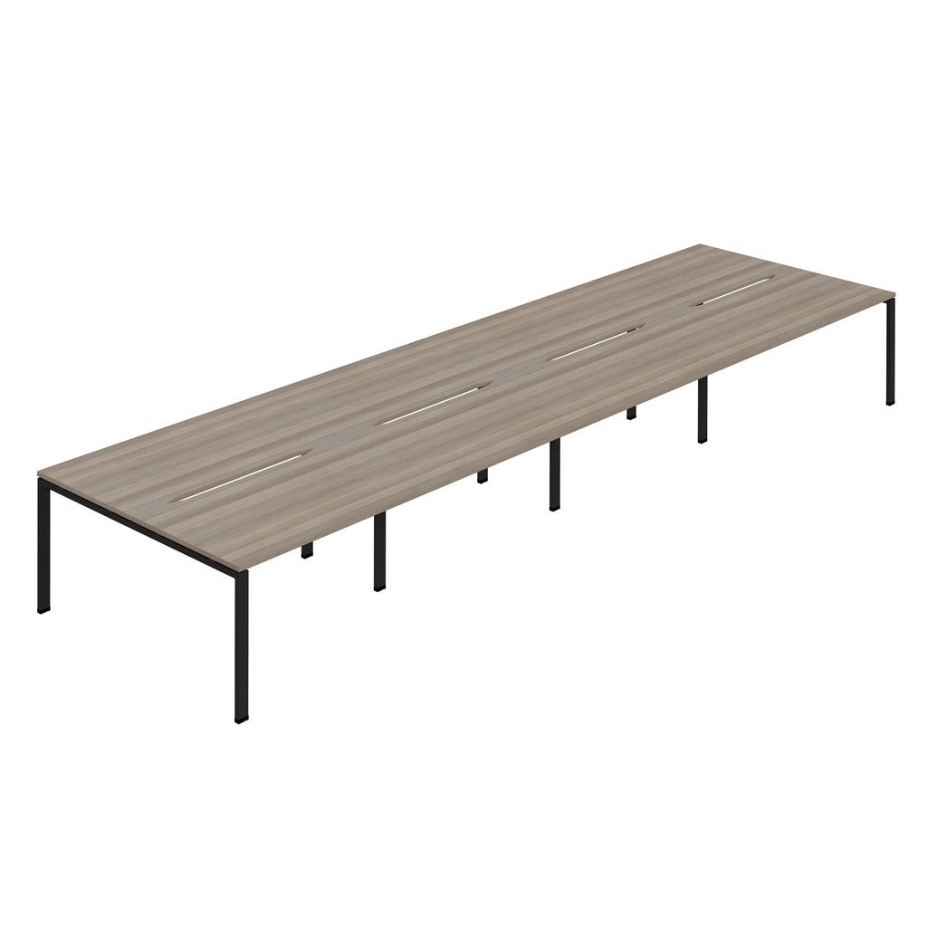 Synergy 8P Bench Desk|1600X800mm|GoalPost|GreyOak/Black