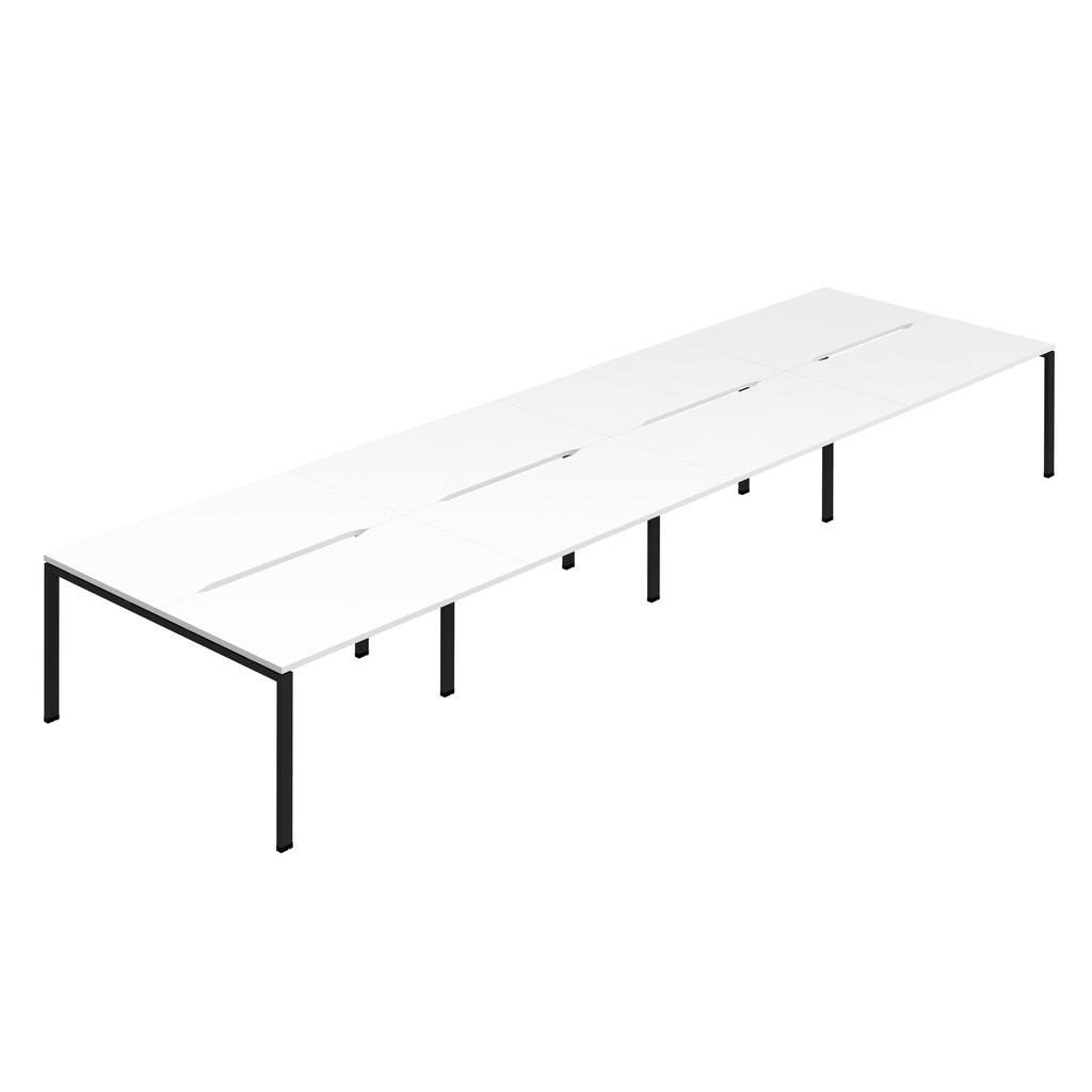 Synergy 8P Bench Desk|1600X800mm|GoalPost|White/Black
