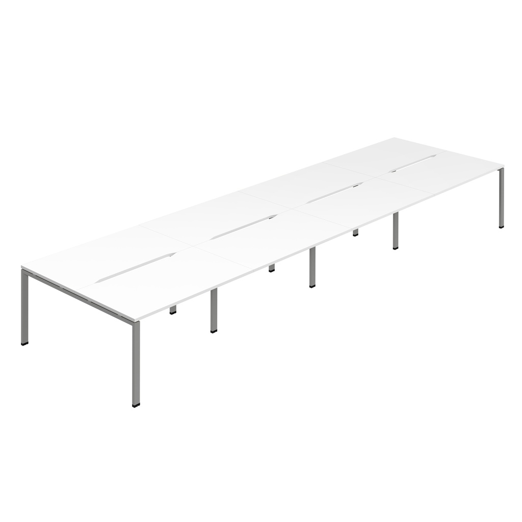 Synergy 8P Bench Desk|1600X800mm|GoalPost|White/Silver