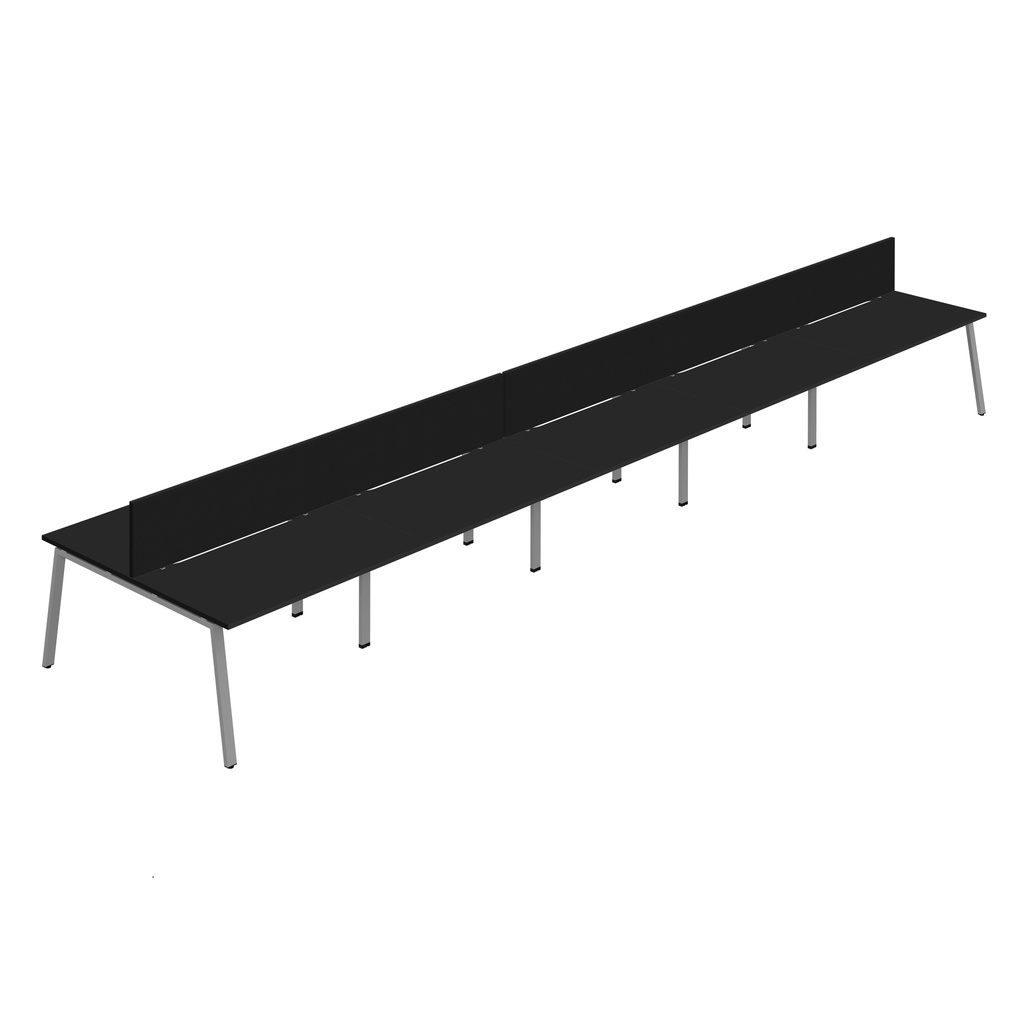 Synergy 10P Bench Desk|1200X800mm|A-Frame|Black/Silver|Black Screen