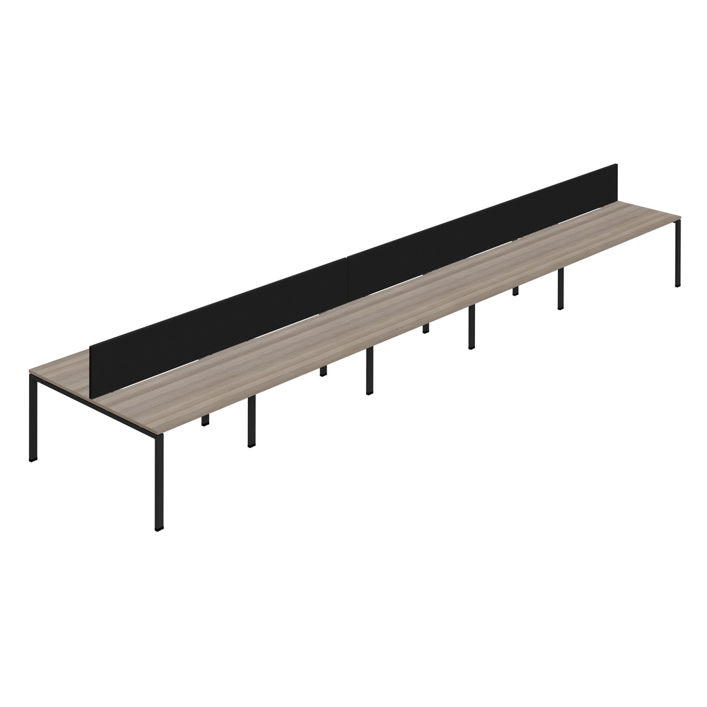 Synergy 10P Bench Desk|1200X800mm|GoalPost|GreyOak/Black|Black Screen