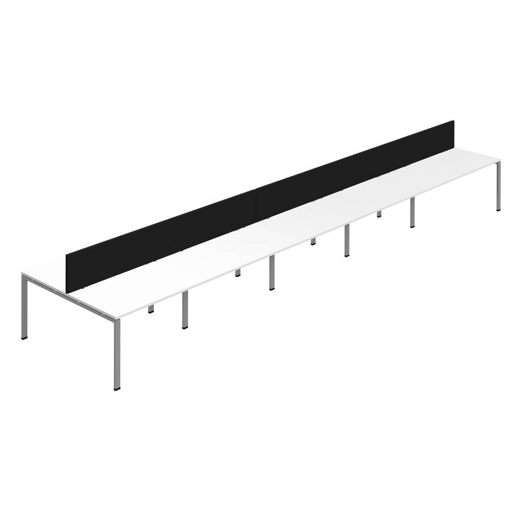 Synergy 10P Bench Desk|1200X800mm|GoalPost|White/Silver|Black Screen