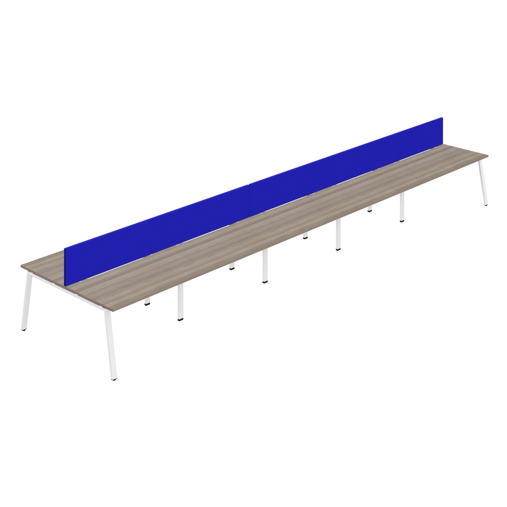Synergy 10P Bench Desk|1400X800mm|A-Frame|GreyOak/White|Royal Blue Screen