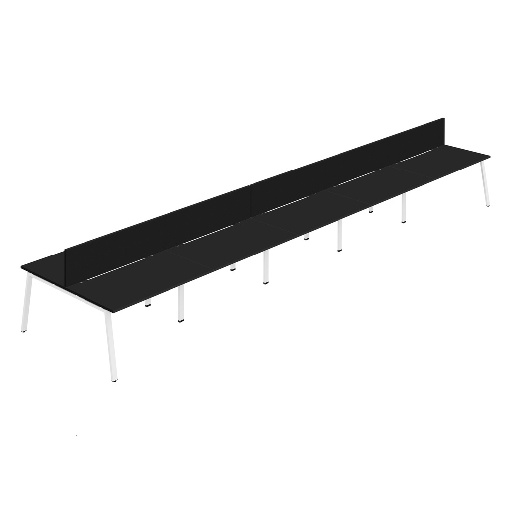 Synergy 10P Bench Desk|1600X800mm|A-Frame|Black/White|Black Screen