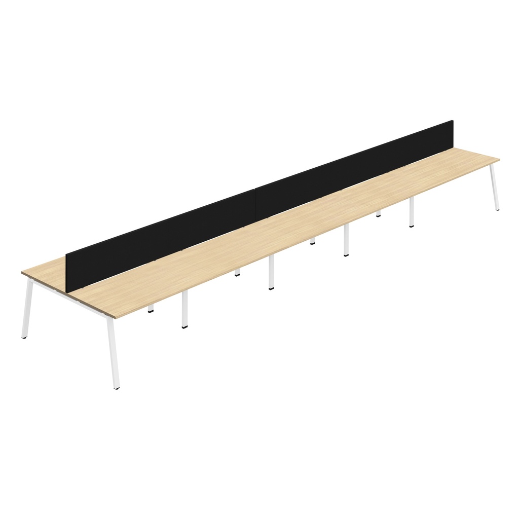 Synergy 10P Bench Desk|1600X800mm|A-Frame|NovaOak/White|Black Screen