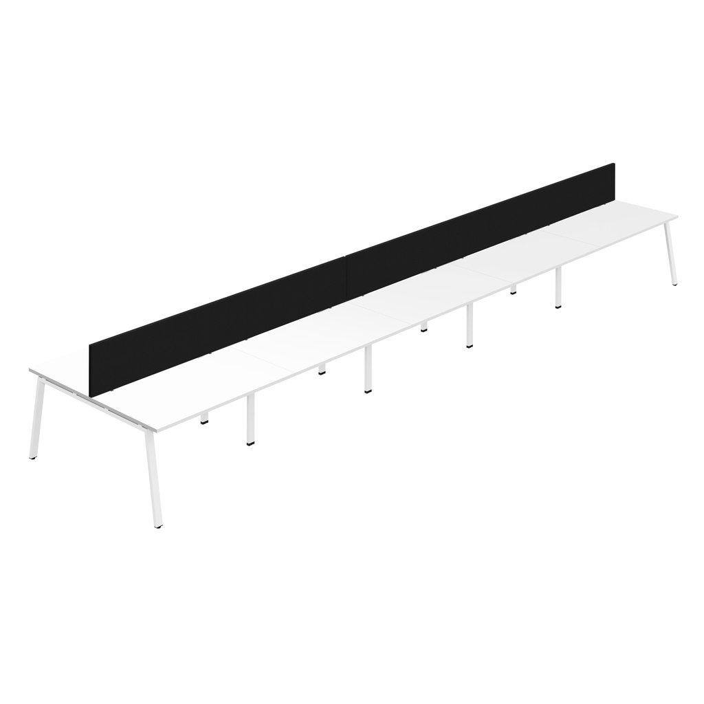 Synergy 10P Bench Desk|1600X800mm|A-Frame|White/White|Black Screen