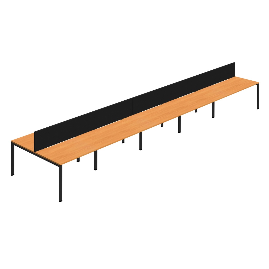Synergy 10P Bench Desk|1600X800mm|GoalPost|Beech/Black|Black Screen