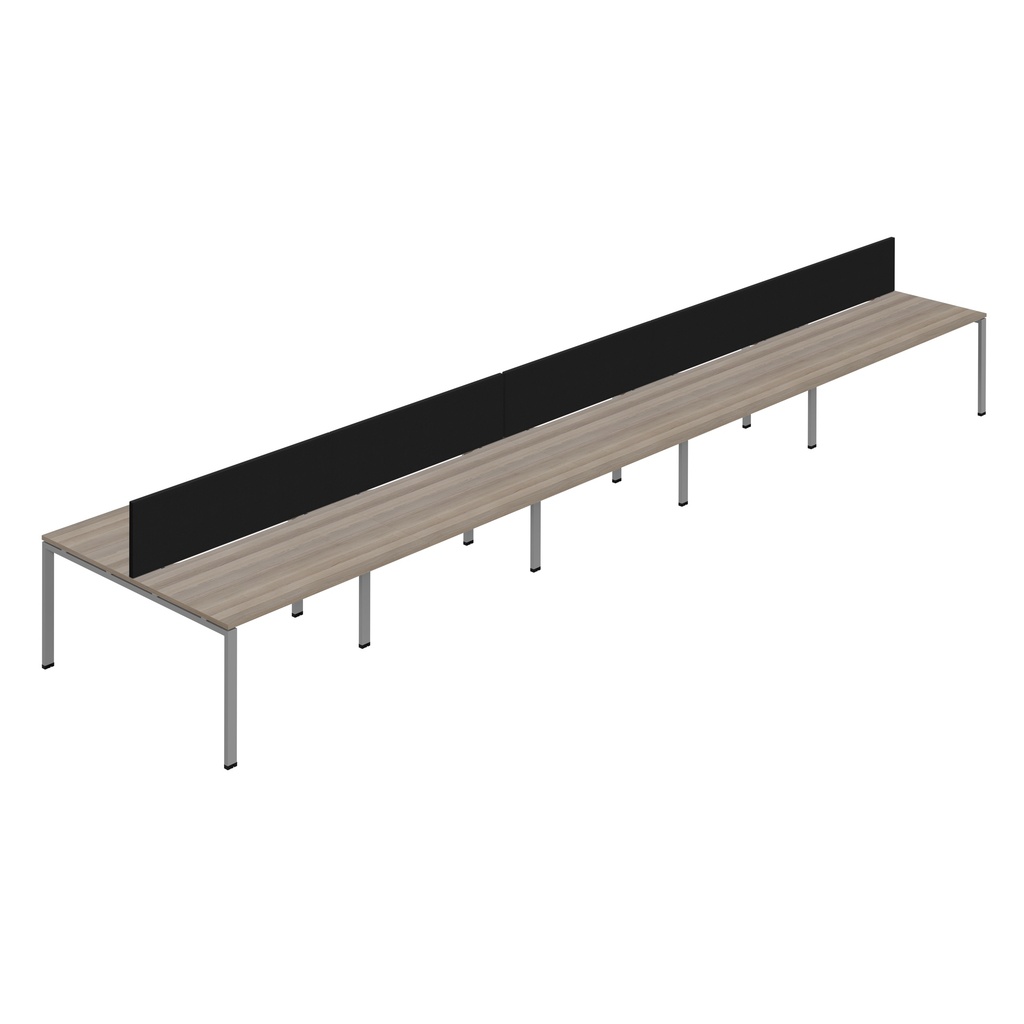 Synergy 10P Bench Desk|1600X800mm|GoalPost|GreyOak/Silver|Black Screen