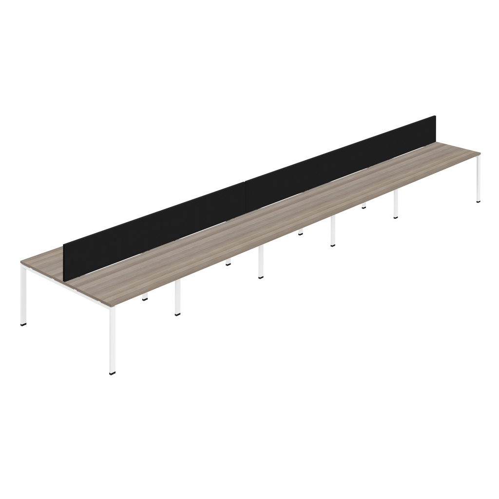 Synergy 10P Bench Desk|1600X800mm|GoalPost|GreyOak/White|Black Screen