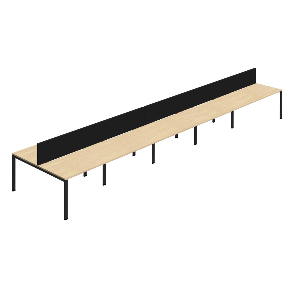 Synergy 10P Bench Desk|1600X800mm|GoalPost|NovaOak/Black|Black Screen