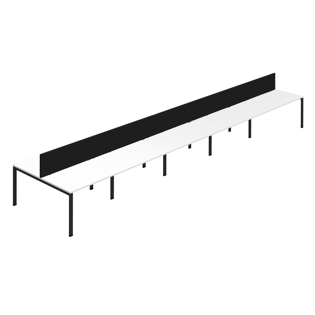 Synergy 10P Bench Desk|1600X800mm|GoalPost|White/Black|Black Screen